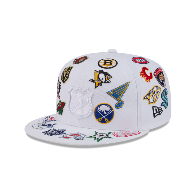 NHL All Over Logo 59FIFTY Cerrada Blanca