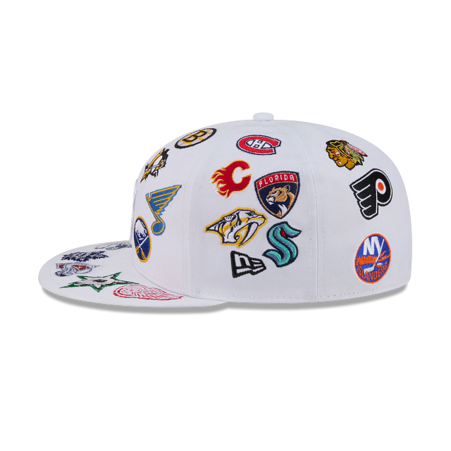 NHL All Over Logo 59FIFTY Cerrada Blanca