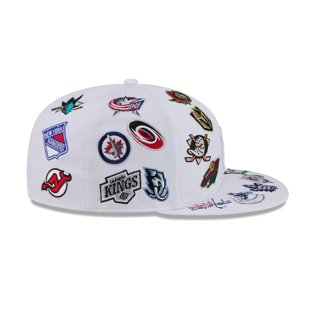 NHL All Over Logo 59FIFTY Cerrada Blanca